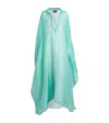 Taller Marmo Caicos Light Blue Kaftan With Front Neckline And Asymmetric Hem In Linen And Viscose Blend Woman In Blue