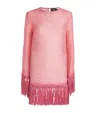 Taller Marmo Linen-blend Fringed Claudia Mini Dress In Pink