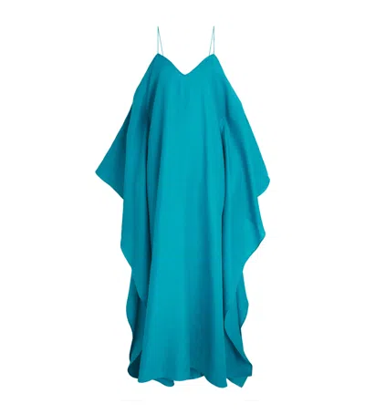 Taller Marmo Linen Farrow Maxi Kaftan Dress In Blue