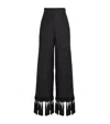 Taller Marmo Linen Fringe-trim Marlino Trousers In Black