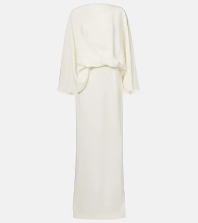 Taller Marmo Maddalena Draped Crêpe Cady Gown In White