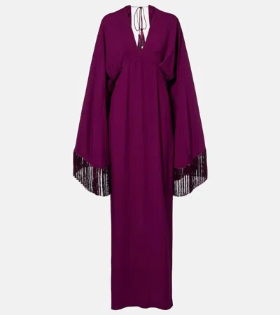 Taller Marmo Magnifique Fringed Gown In Purple