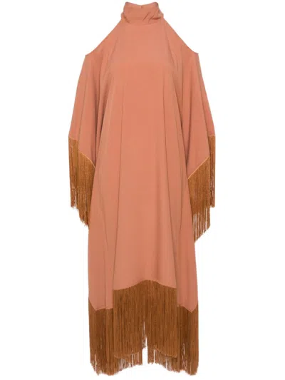 Taller Marmo Main Divina Fringed Crêpe Caftan In Orange