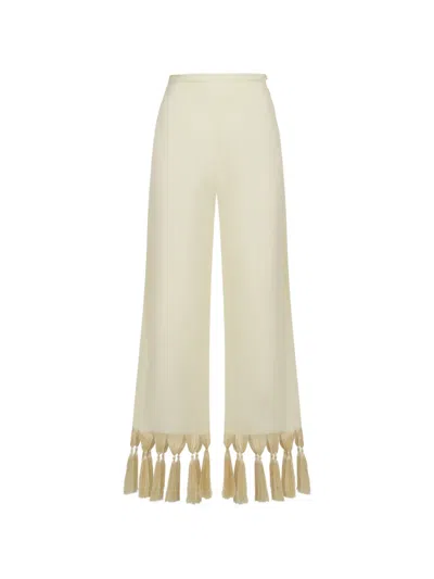 Taller Marmo Marlino Fringed Trousers In Neutral