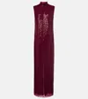 Taller Marmo Miami Sequined Gown In Burgundy