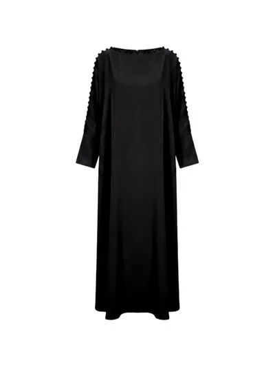 Taller Marmo Mila Button-embellished Maxi Dress In Black