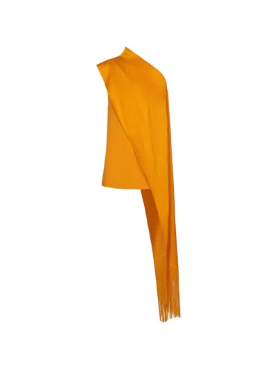 Taller Marmo Mini Berenson Fringed-panel Party Dress In Orange