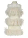 Taller Marmo Divine Feather-trimmed Chiffon Minidress In White