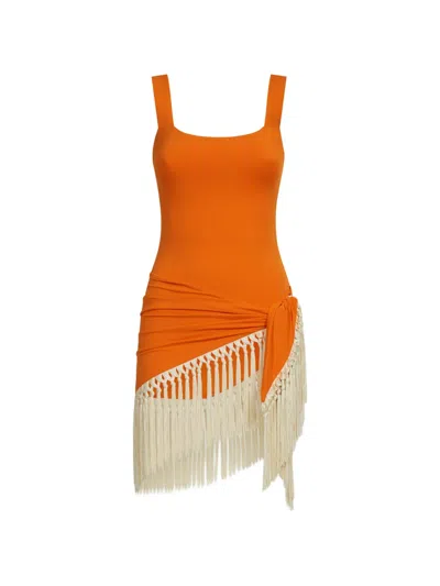 Taller Marmo Mini Lido Fringe Swimsuit In Orange