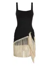 Taller Marmo Mini Lido Fringed Swimsuit In Black