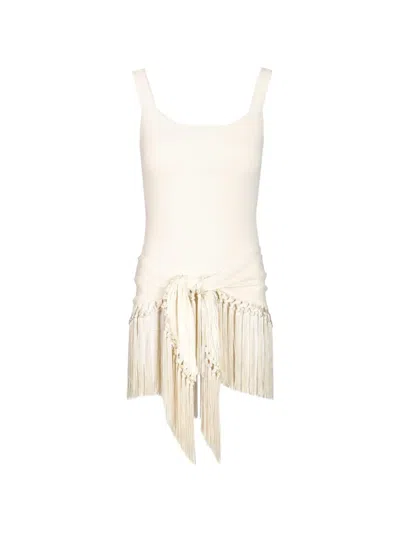 Taller Marmo Mini Lido Fringed Swimsuit In Metallic