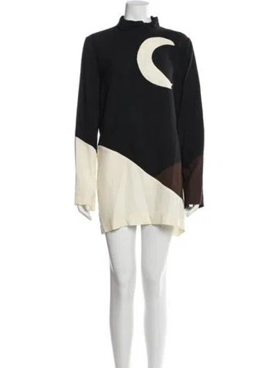Pre-owned Taller Marmo Mock Neck Knee-length Dress In Black