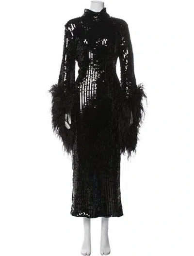 Pre-owned Taller Marmo Mock Neck Long Dress In Black