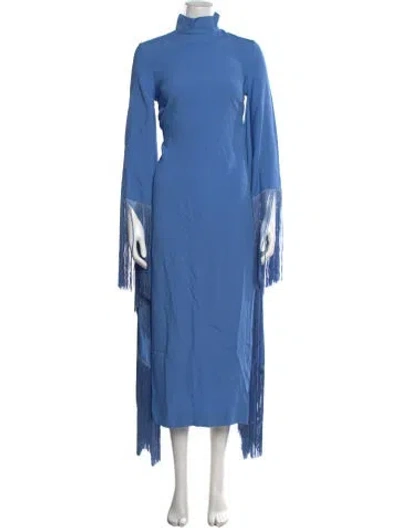 Pre-owned Taller Marmo Mock Neck Long Dress In Blue