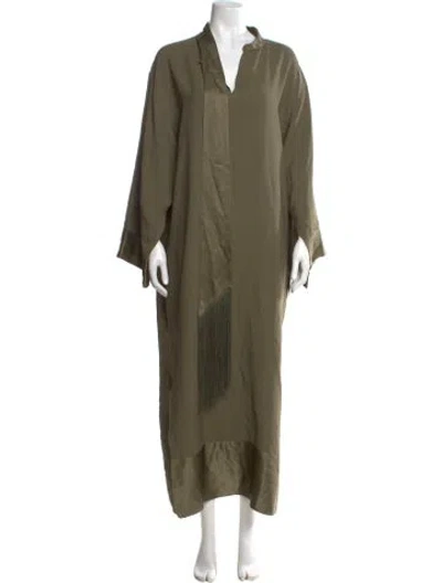 Pre-owned Taller Marmo Mock Neck Long Dress In Green