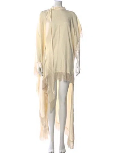 Pre-owned Taller Marmo Mock Neck Long Dress In Neutral