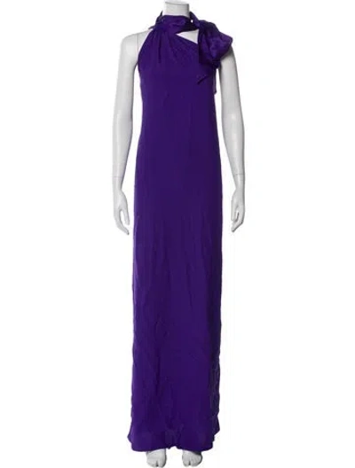 Pre-owned Taller Marmo Mock Neck Long Dress In Purple