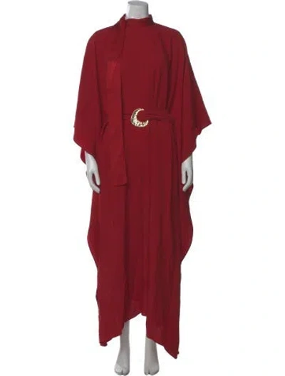 Pre-owned Taller Marmo Mock Neck Long Dress In Red
