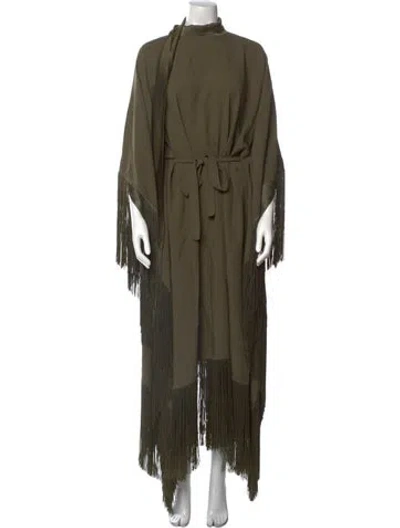 Pre-owned Taller Marmo Mock Neck Midi Length Dress In Green