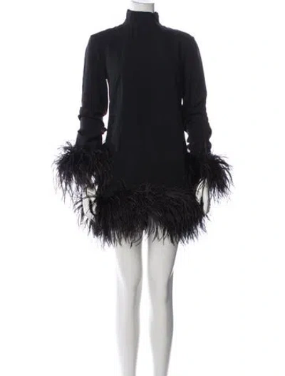 Pre-owned Taller Marmo Mock Neck Mini Dress In Black