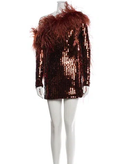 Pre-owned Taller Marmo Mock Neck Mini Dress In Brown