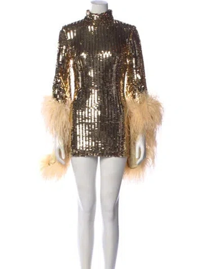 Pre-owned Taller Marmo Mock Neck Mini Dress In Brown