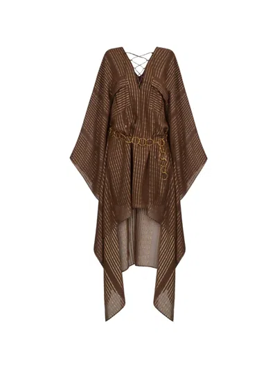 Taller Marmo Mojave Lace-up Kaftan Dress In Brown