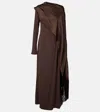 Taller Marmo Mounia Caped Crêpe Cady Gown In Burgundy