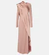 Taller Marmo Mounia Caped Crêpe Cady Gown In Pink