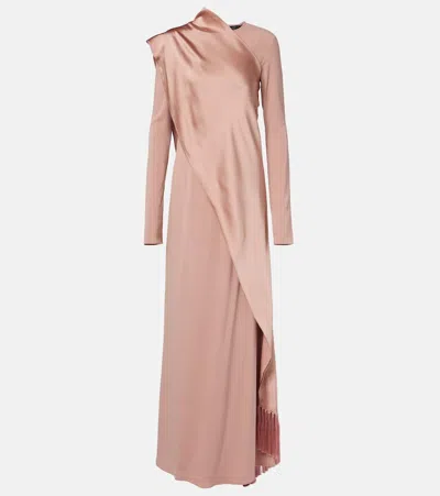 Taller Marmo Mounia Caped Crêpe Cady Gown In Pink