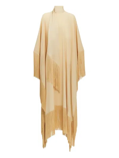 Taller Marmo Mrs. Ross Fringe-trimmed High-neck Maxi Dress In Gold