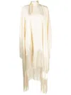 Taller Marmo + Net Sustain Mrs Ross Fringed Crepe Kaftan In Neutrals