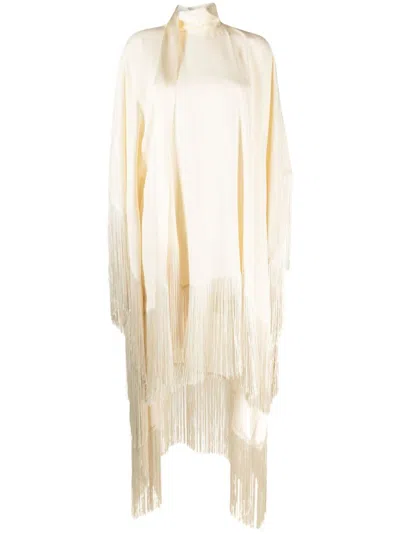 Taller Marmo + Net Sustain Mrs Ross Fringed Crepe Kaftan In Blanco