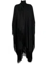 Taller Marmo Mrs Ross Belted Fringed Crepe Kaftan In Black
