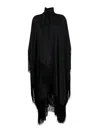 Taller Marmo Mrs Ross Belted Fringed Crepe Kaftan In Negro