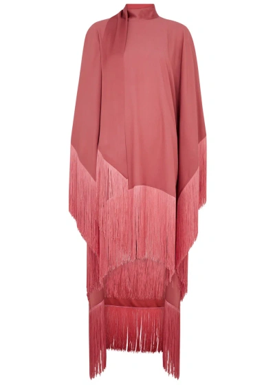 Taller Marmo Mrs Ross Phoenix Fringed Crepe-de-chine Midi Gown In Pink