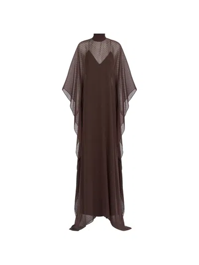 Taller Marmo Muscat Fil-coupé Kaftan Maxi Dress In Brown