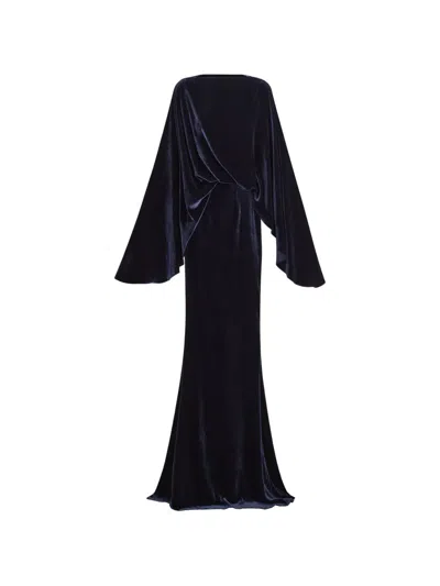 Taller Marmo Musidora Velvet Maxi Gown In Blue