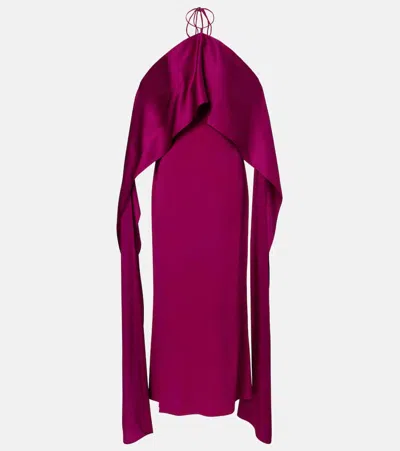 Taller Marmo Nan Draped Satin Gown In Purple