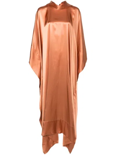 Taller Marmo New Age Silk Maxi Dress In Brown