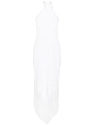 Taller Marmo Halterneck Fringed Maxi Dress In White
