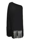Taller Marmo One-shoulder Tassel Detail Short Dress In Black