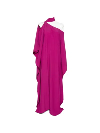 Taller Marmo One-shoulder Cape-style Maxi Dress In Pink