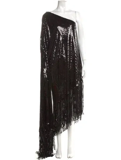Pre-owned Taller Marmo One-shoulder Long Dress In Black