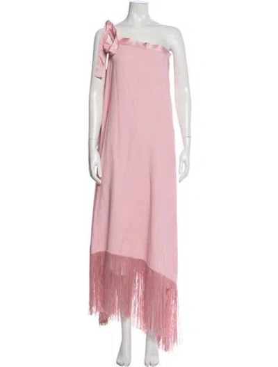 Pre-owned Taller Marmo One-shoulder Long Dress In Pink