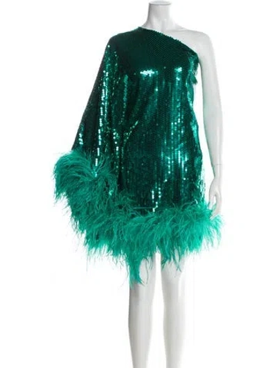 Pre-owned Taller Marmo One-shoulder Mini Dress In Green