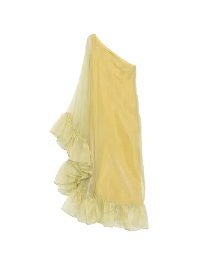 Taller Marmo One-shoulder Ruffled Dress In Yellow
