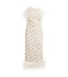 Taller Marmo Ostrich Feather Sunset Boulevard Midi Dress In Neutral