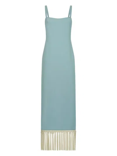 Taller Marmo Palermo Fringe-detail Midi Dress In Blue