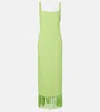 Taller Marmo Palermo Fringed Crêpe Maxi Dress In Green